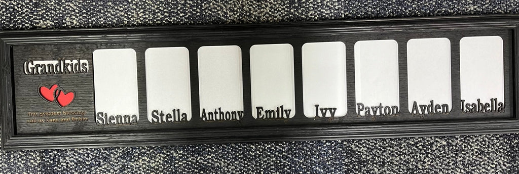 Grandkids Picture Frame with Names - 6"x32" Holds 3x5 Pictures