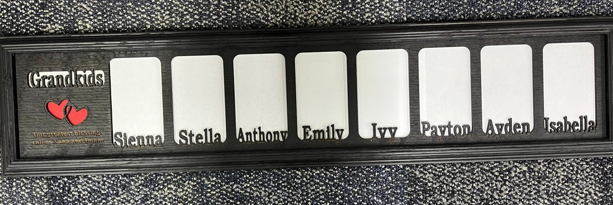 Grandkids Picture Frame with Names - 6"x32" Holds 3x5 Pictures