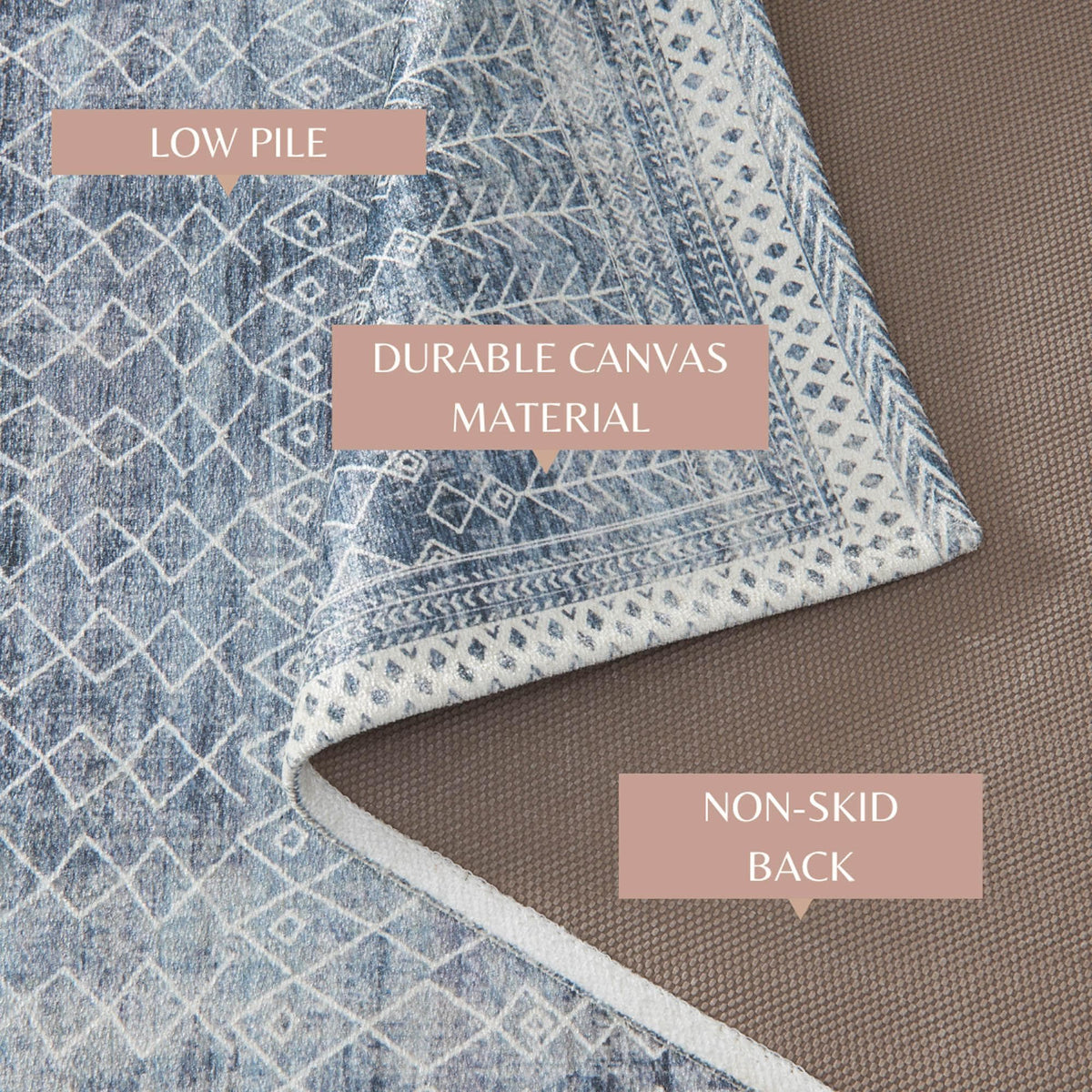 Distressed Moroccan Machine Washable Accent Rug 2' x 3' - Neve Collection