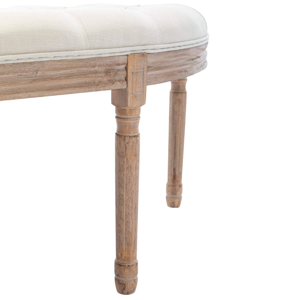 Half Moon French Vintage Bench with Padded Seat & Rubberwood Legs