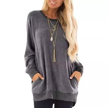 Haute Edition Women's Ultra Soft Long Sleeve Pullover Sweatshirt