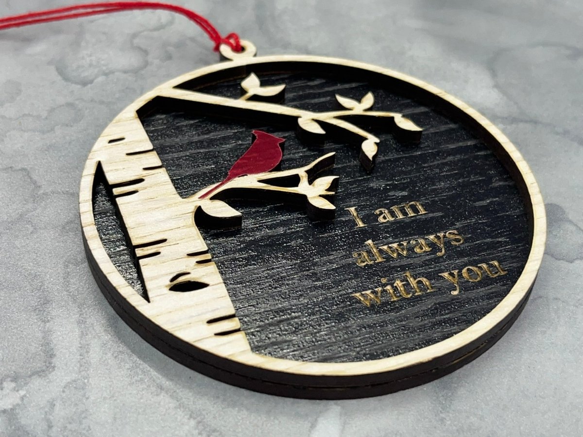 I Am Always With You Ornament with Cardinal and Birch Tree