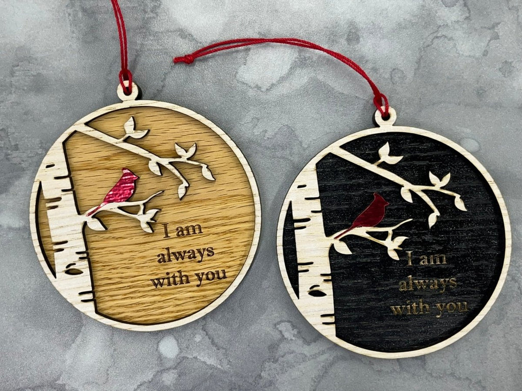 I Am Always With You Ornament with Cardinal and Birch Tree