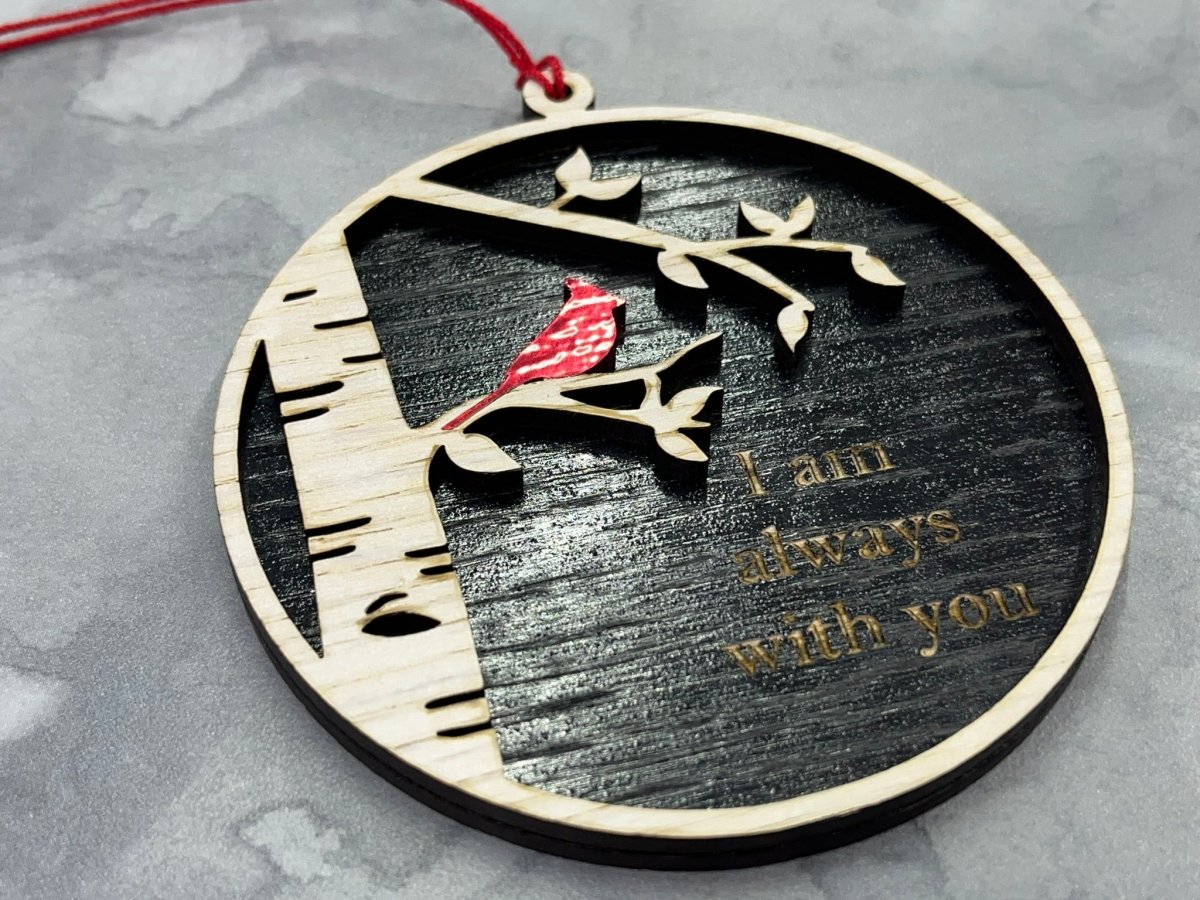 I Am Always With You Ornament with Cardinal and Birch Tree
