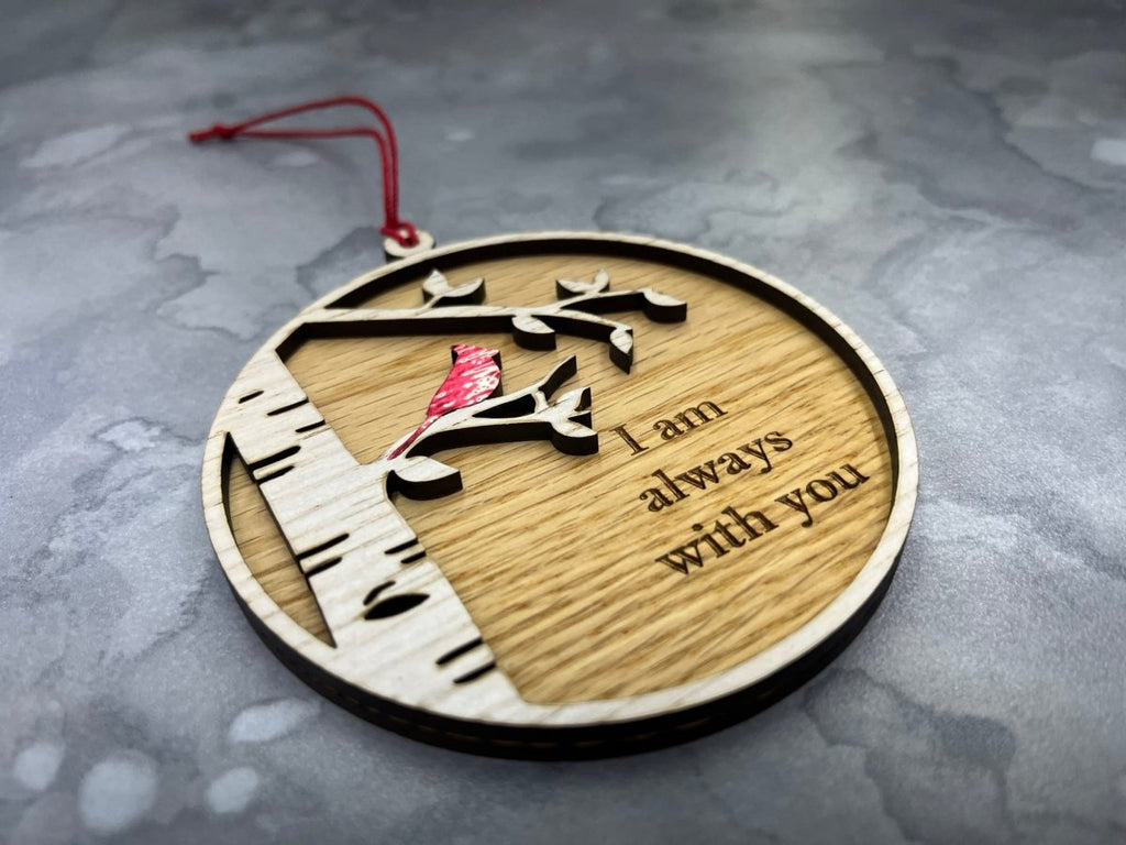 I Am Always With You Ornament with Cardinal and Birch Tree