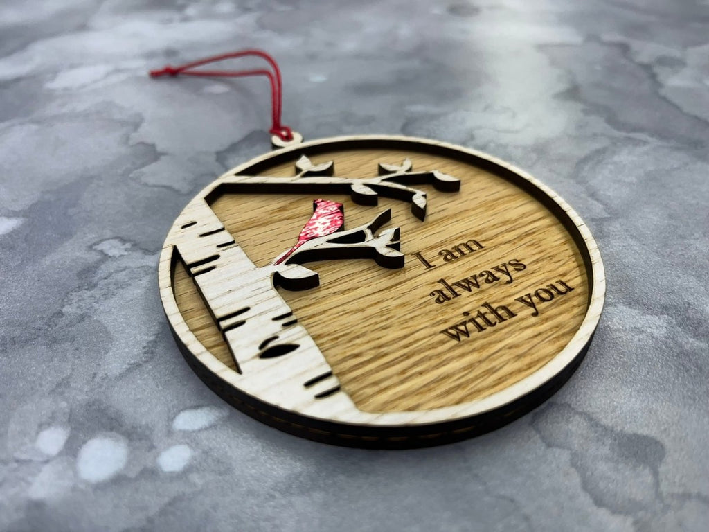 I Am Always With You Ornament with Cardinal and Birch Tree