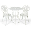 Outdoor Cast Aluminum Patio Furniture Set with Rose Design-White