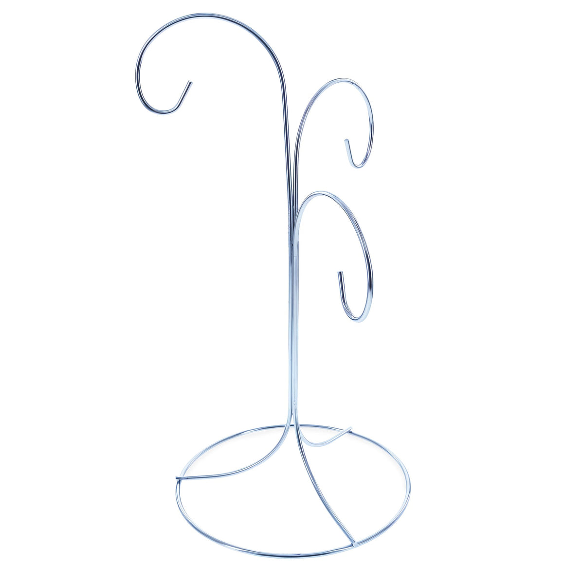 3-Arm 3-Tier Silver Metal Ornament Stand Display 10.75 Inches