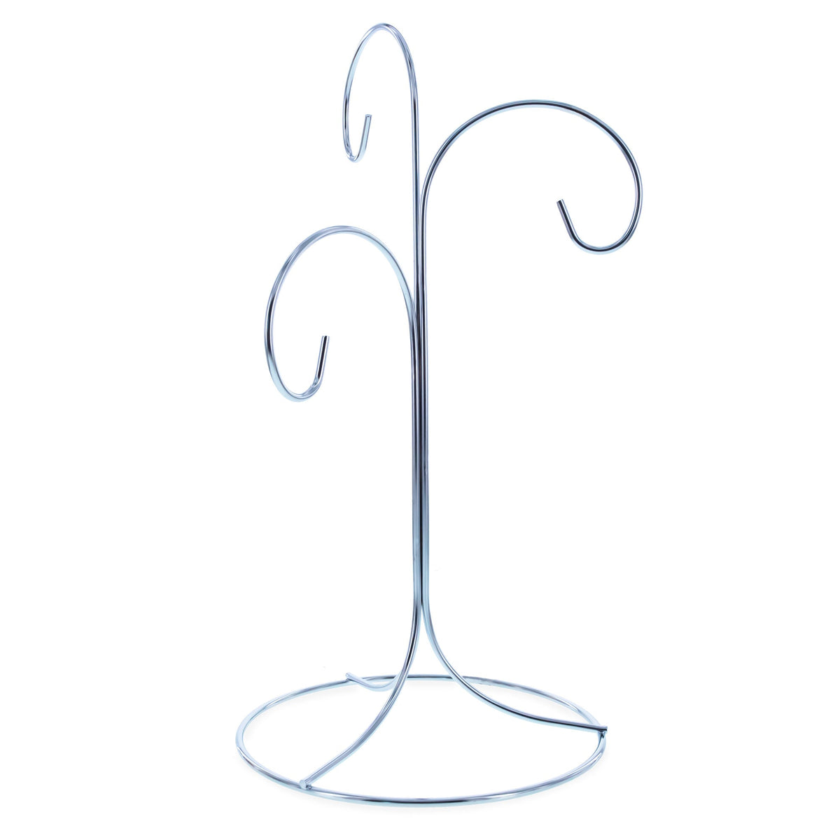 3-Arm 3-Tier Silver Metal Ornament Stand Display 10.75 Inches