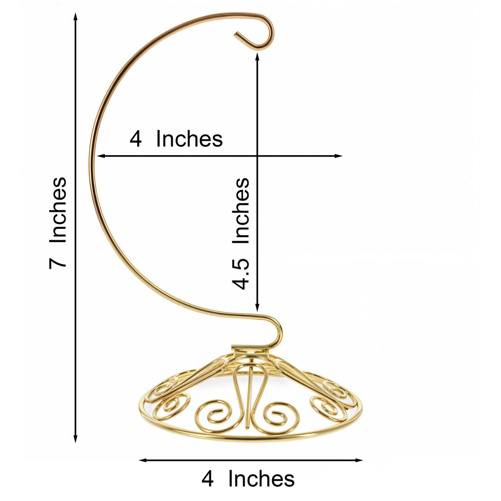 Curved Gold Wire Swirl Base Ornament Stand Display 7 Inches