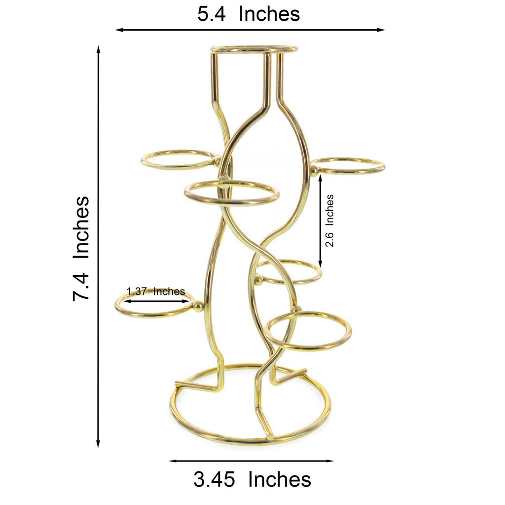 7-Ring 3-Tier Gold Wire Metal Sphere Crystals Egg Stand Holder Display 7.4 Inches