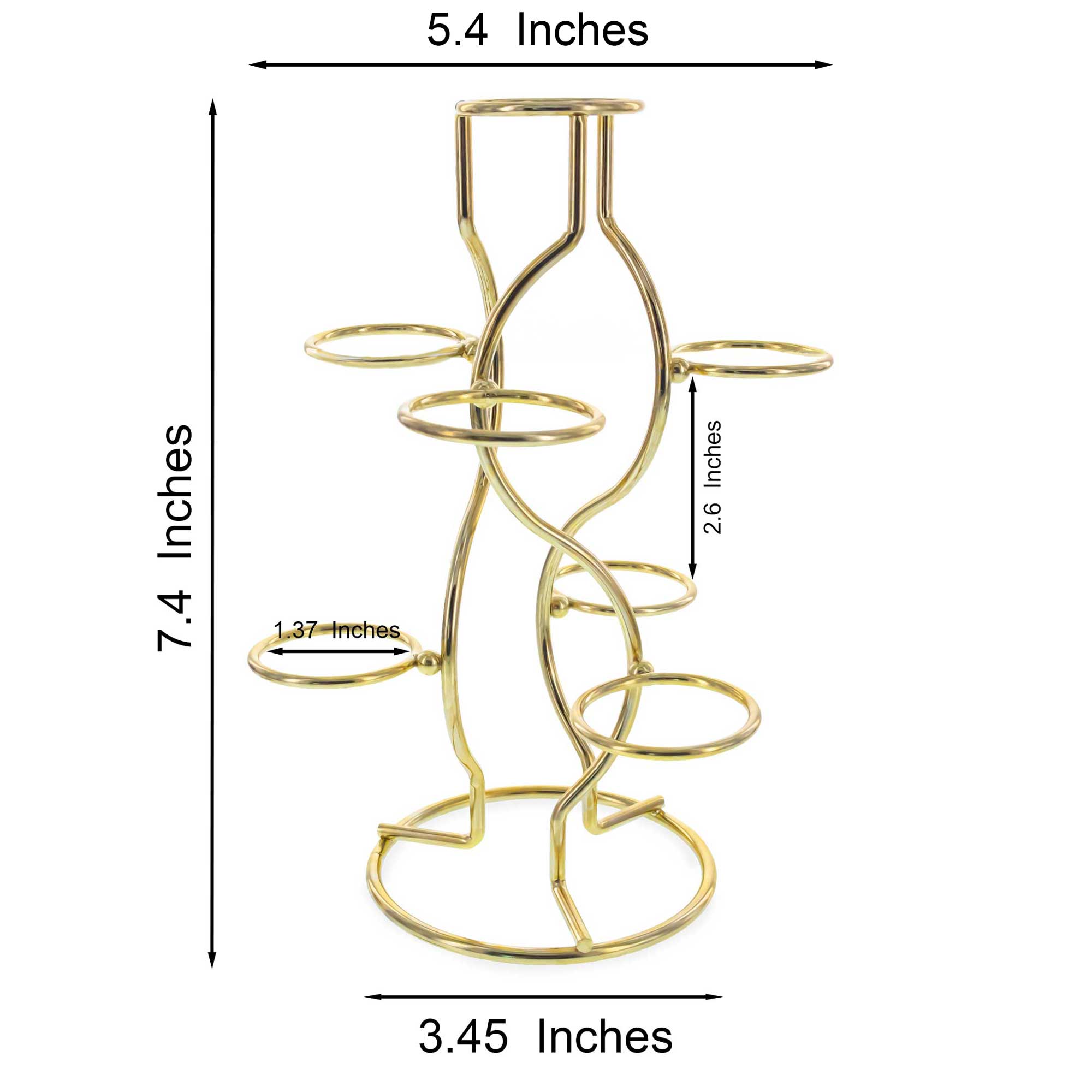 Gold Tone Metal Display Stand - Holds 7 Eggs Spheres 7.5 Inches Tall