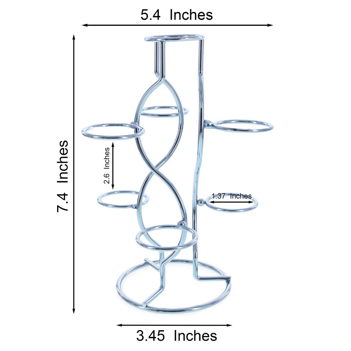 7-Ring 3-Tier Silver Wire Metal Sphere Crystals Egg Stand Holder Display 7.4 Inches