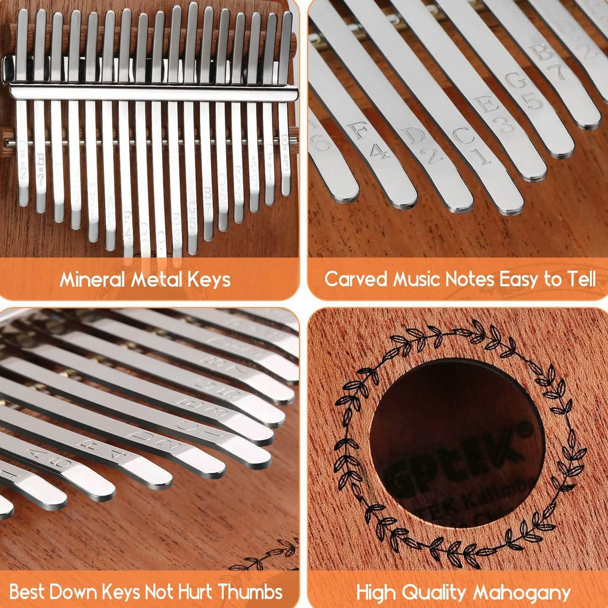 Kalimba 17 Keys Thumb Piano with Tuning Hammer