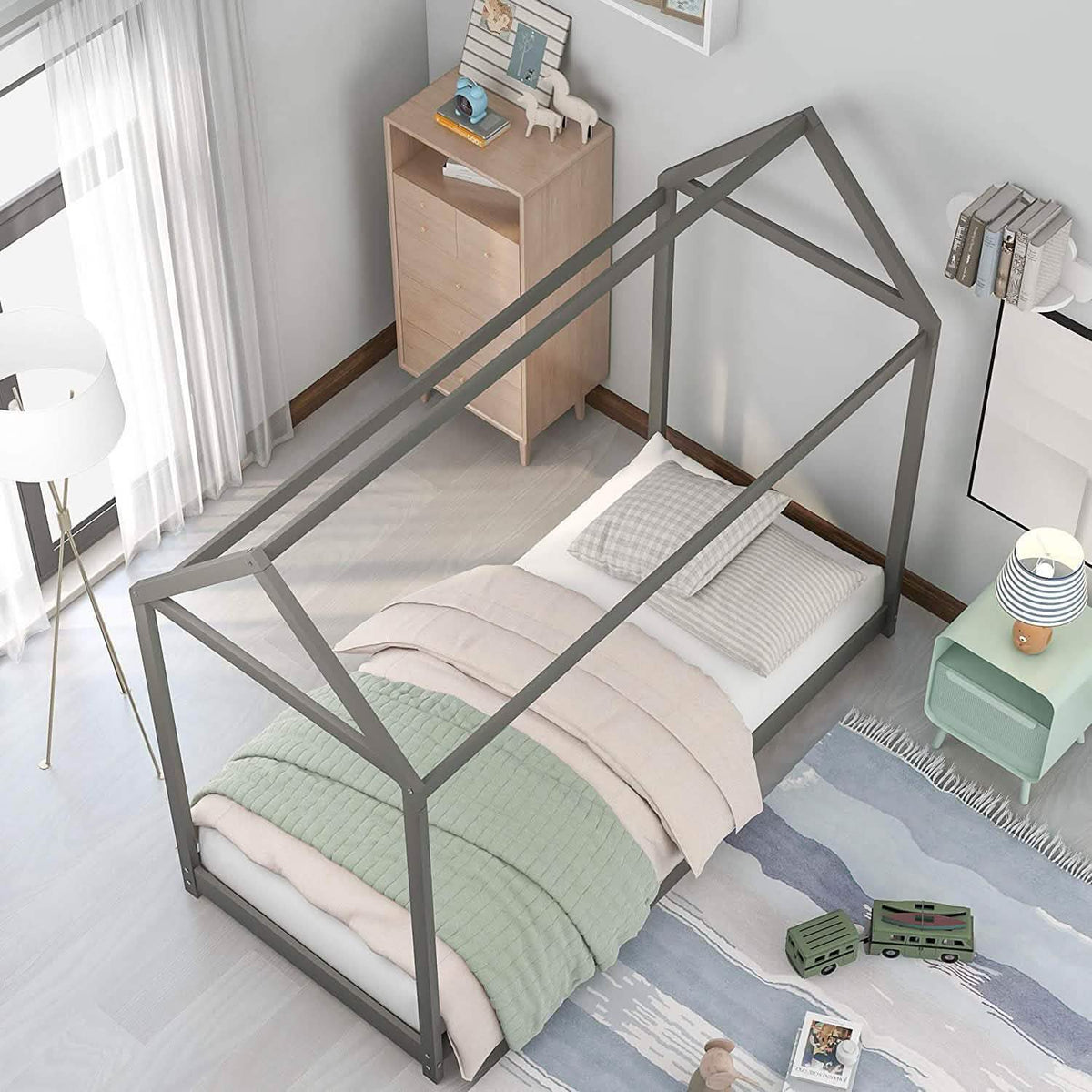 Kids House Bed Frame Twin Floor Bed