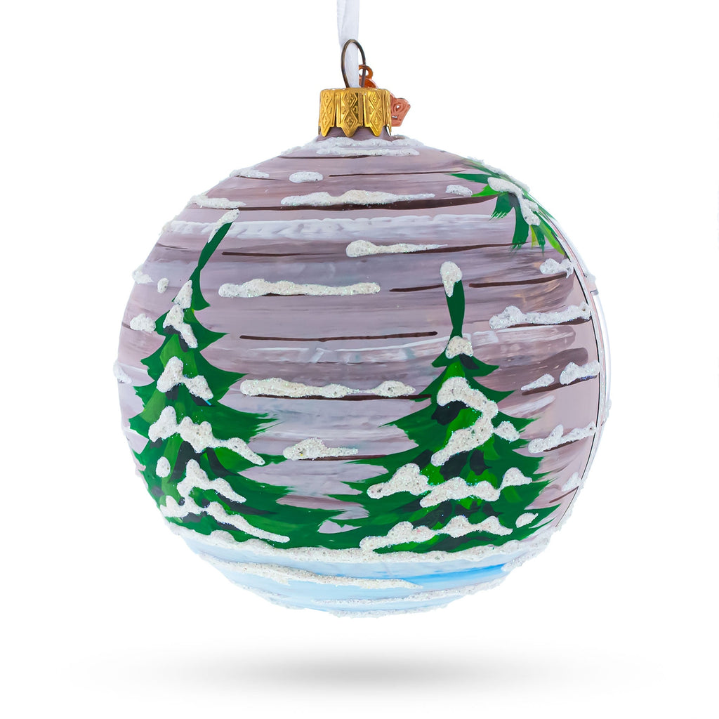 Intriguing Santa Peeking Through House Window Glass Ball Christmas Ornament 4 Inches