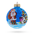 Santa With Gift List And Bunny Glass Ball Christmas Ornament 3.25 Inches
