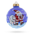 Santa and Polar Bear Festive Glass Ball Christmas Ornament 3.25 Inches