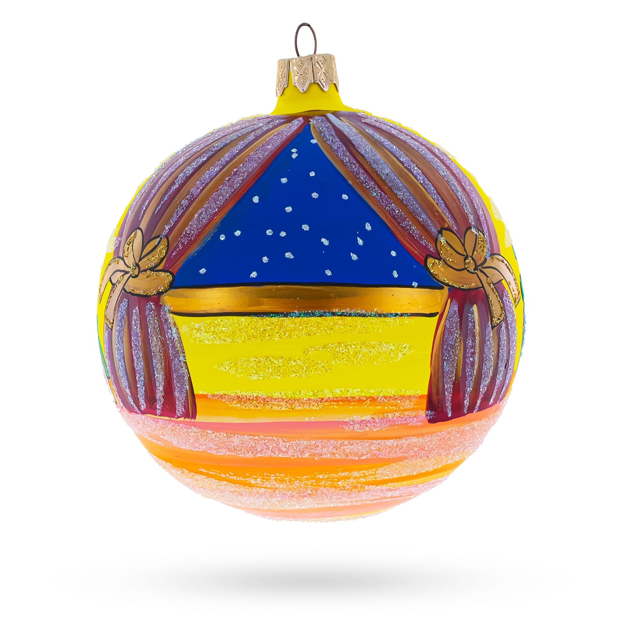 Nutcracker and Clara Glass Ball Christmas Ornament 4 Inches
