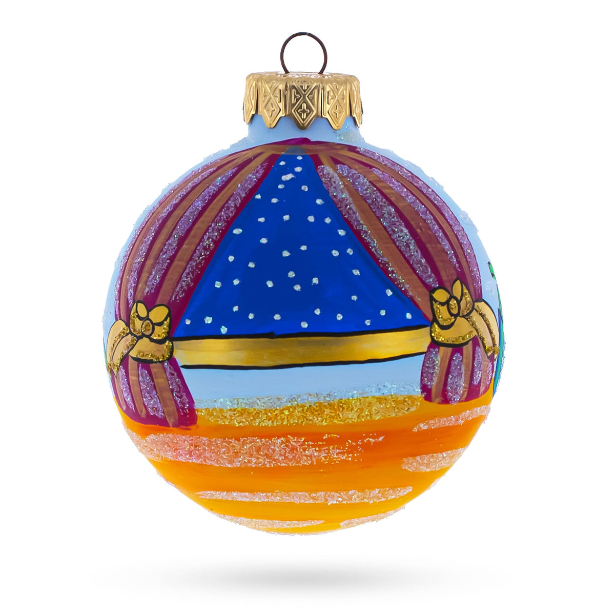 Nutcracker and Clara Glass Ball Christmas Ornament  3.25 Inches