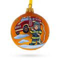 Little Fireman Glass Ball Christmas Ornament 3.25 Inches