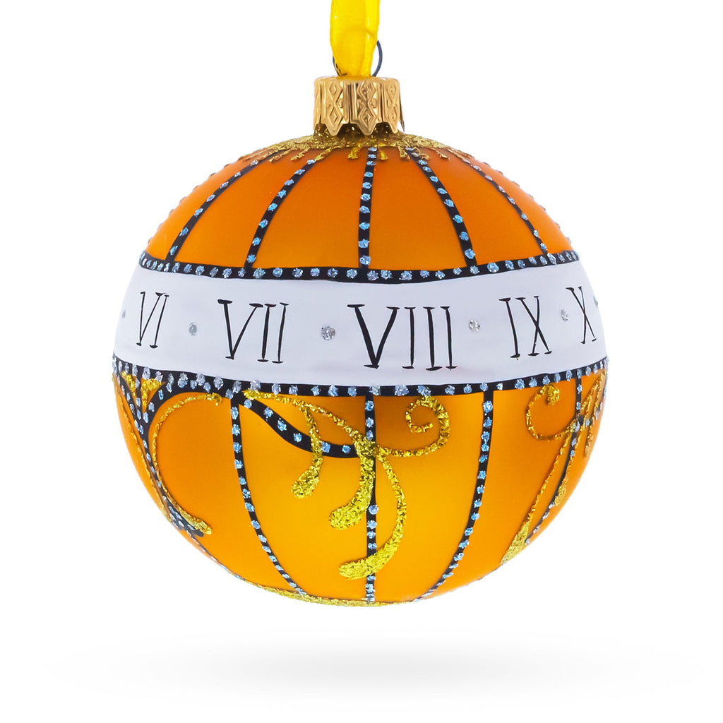 1899 Madonna Lily Clock Royal Glass Ball Christmas Ornament, 3.25 Inches