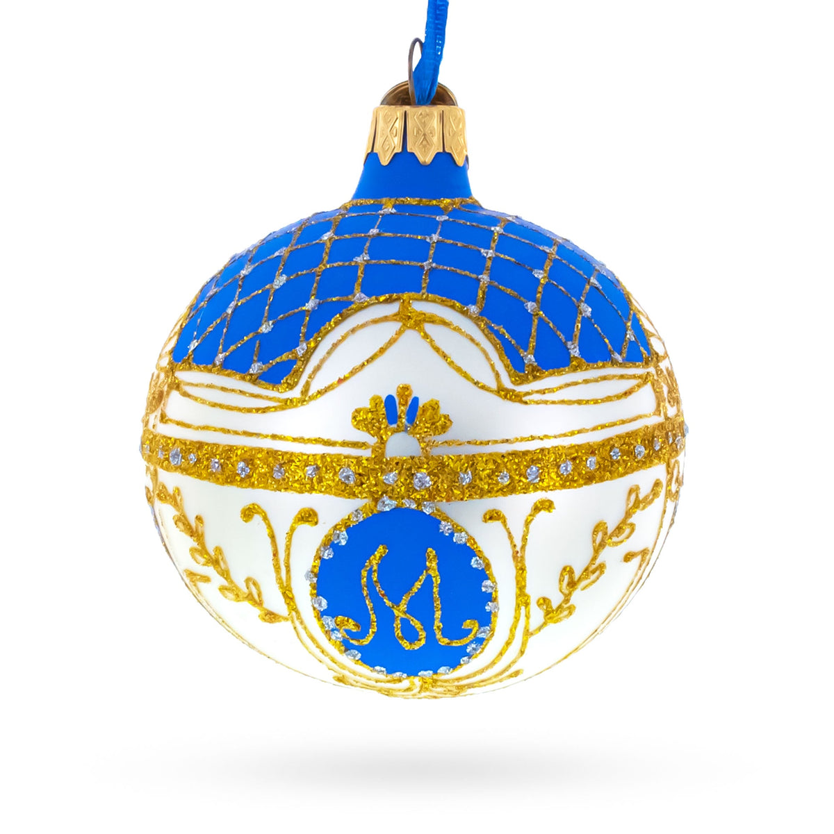 1903 Royal Danish White Glass Ball Christmas Ornament 3.25 Inches