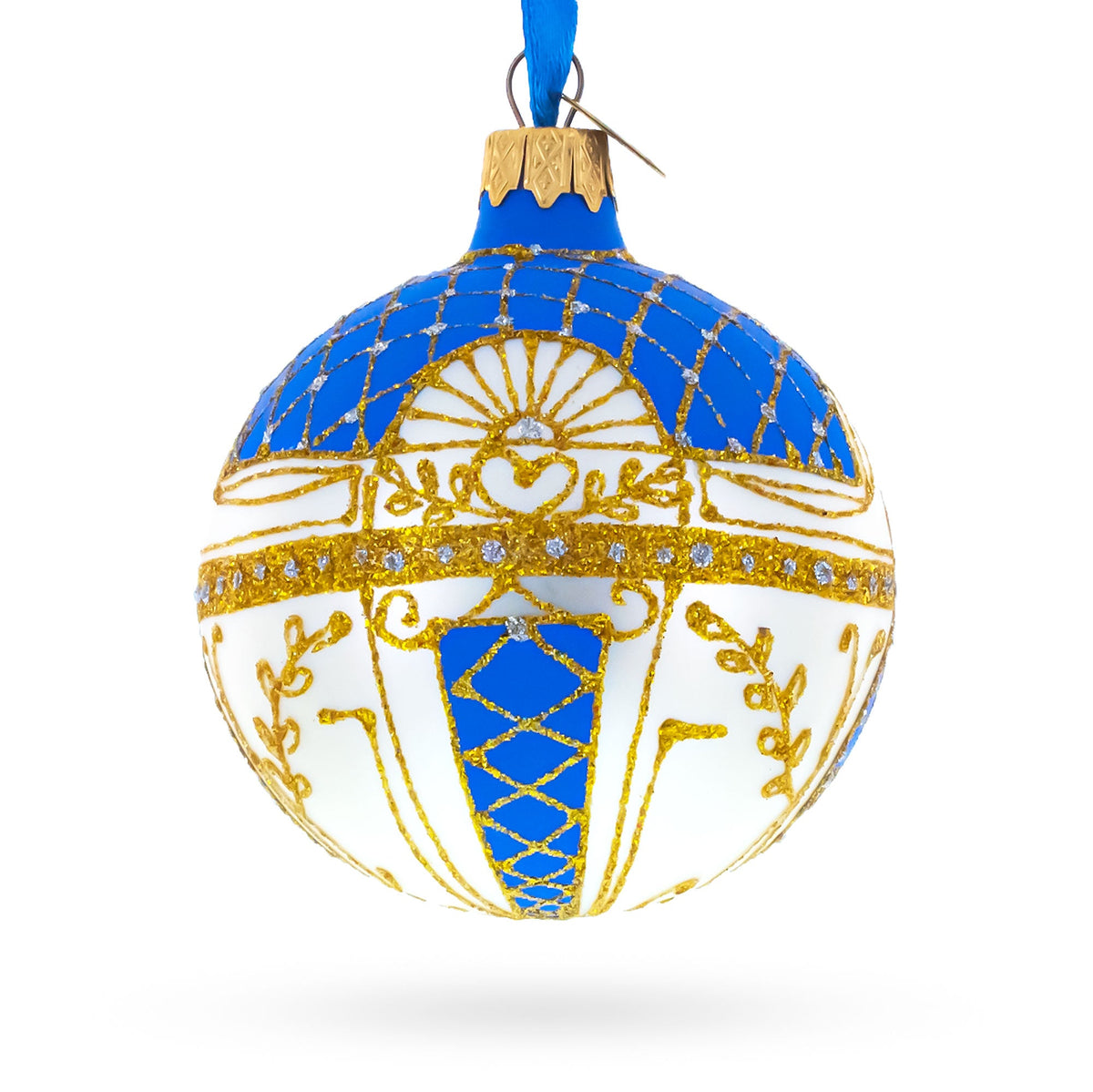 1903 Royal Danish White Glass Ball Christmas Ornament 3.25 Inches