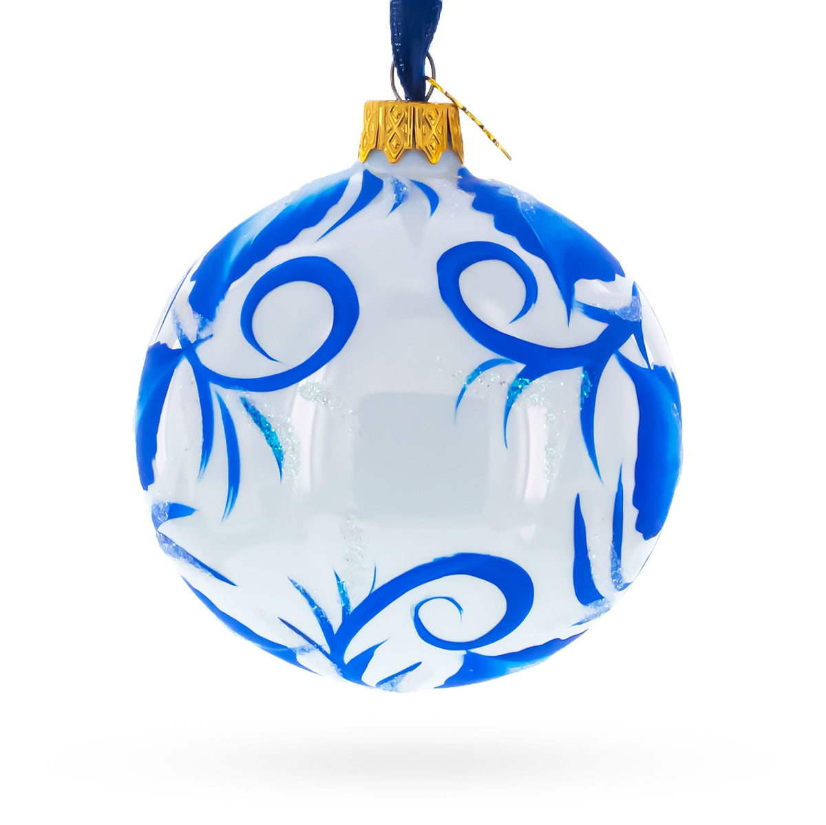 Pansies Flowers on White Glass Ball Christmas Ornament 3.25 Inches