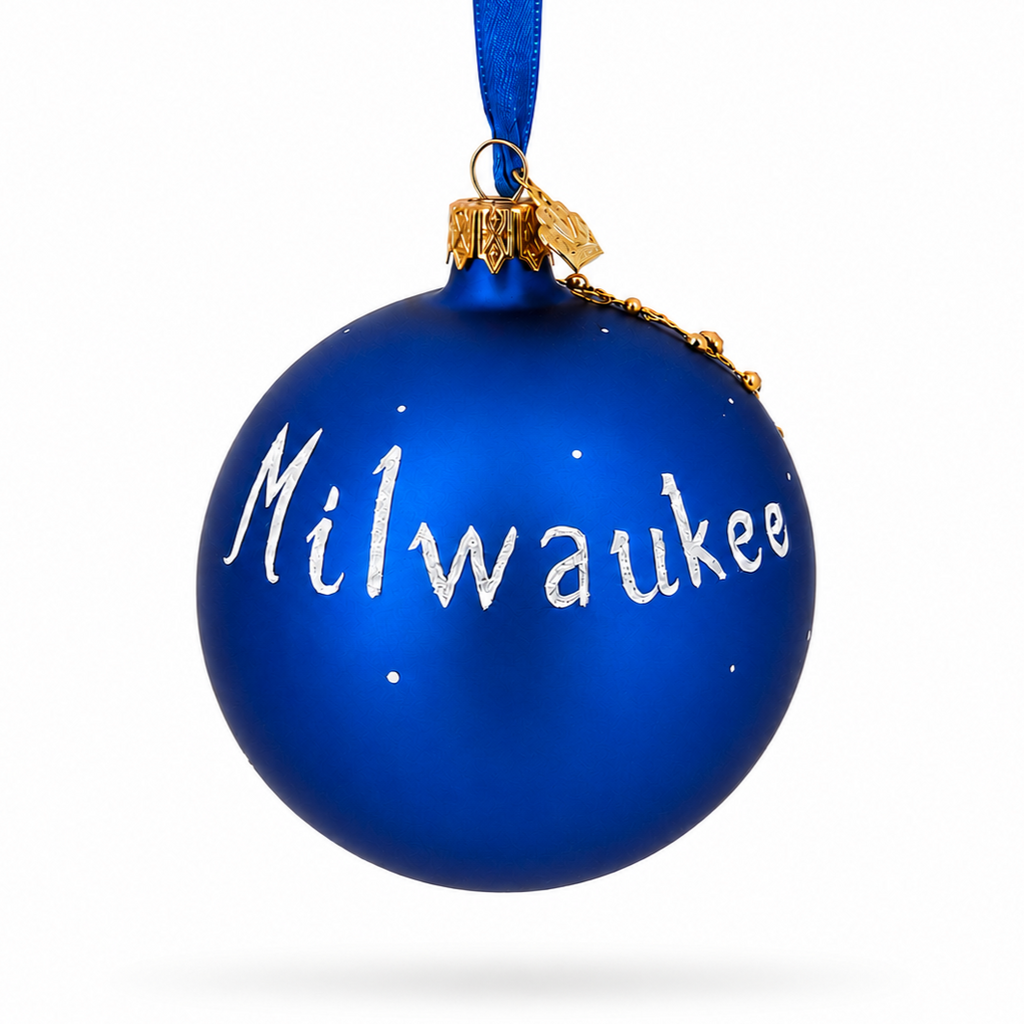 Milwaukee, Wisconsin Glass Ball Christmas Ornament 3.25 Inches