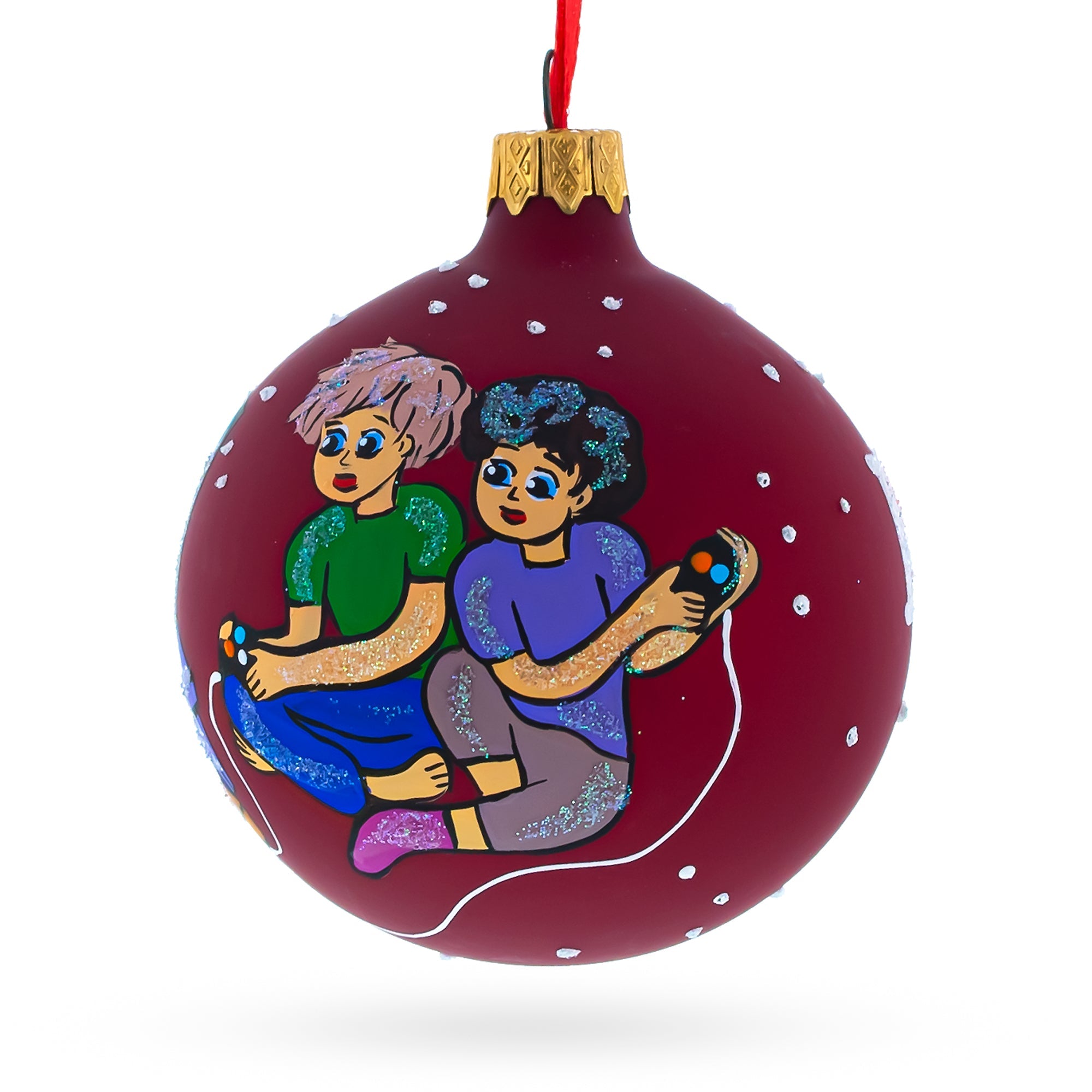 Video Gamer Glass Ball Christmas Ornament 3.25 Inches