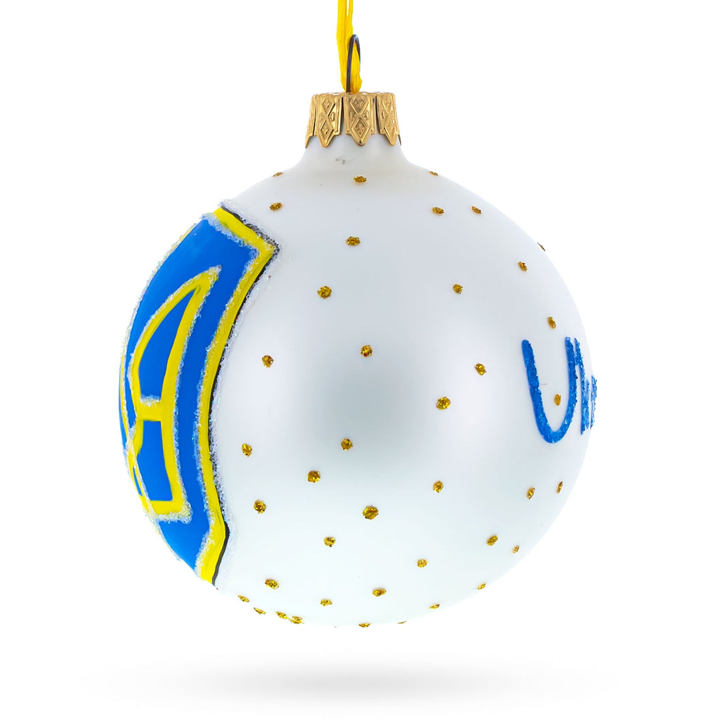 Ukrainian Coat of Arms Glass Ball Christmas Ornament 3.25 Inches
