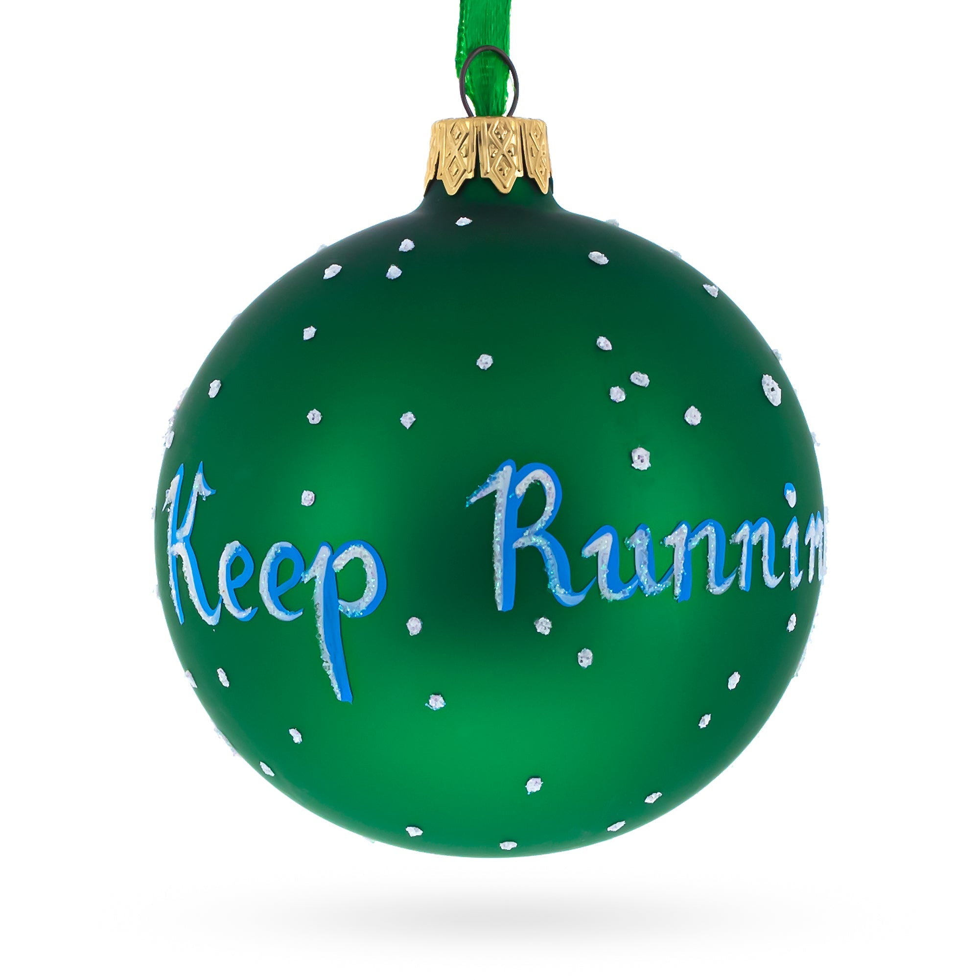 I Love Running Glass Ball Christmas Ornament 3.25 Inches