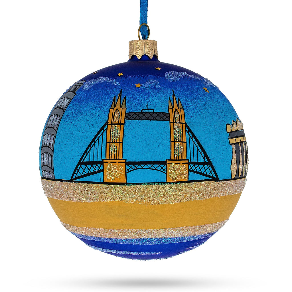 European Travel Attractions Glass Ball Christmas Ornament 4 Inches