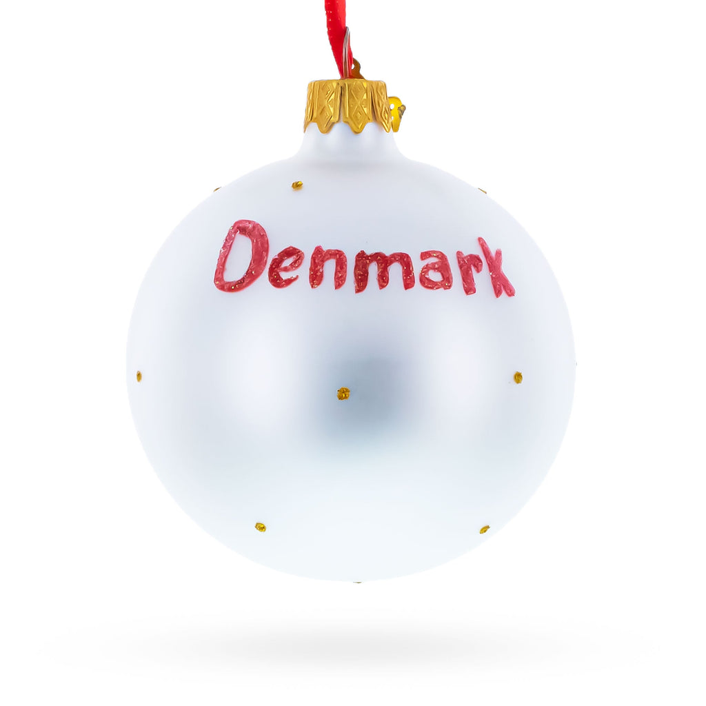 Flag of Denmark Glass Ball Christmas Ornament 3.25 Inches