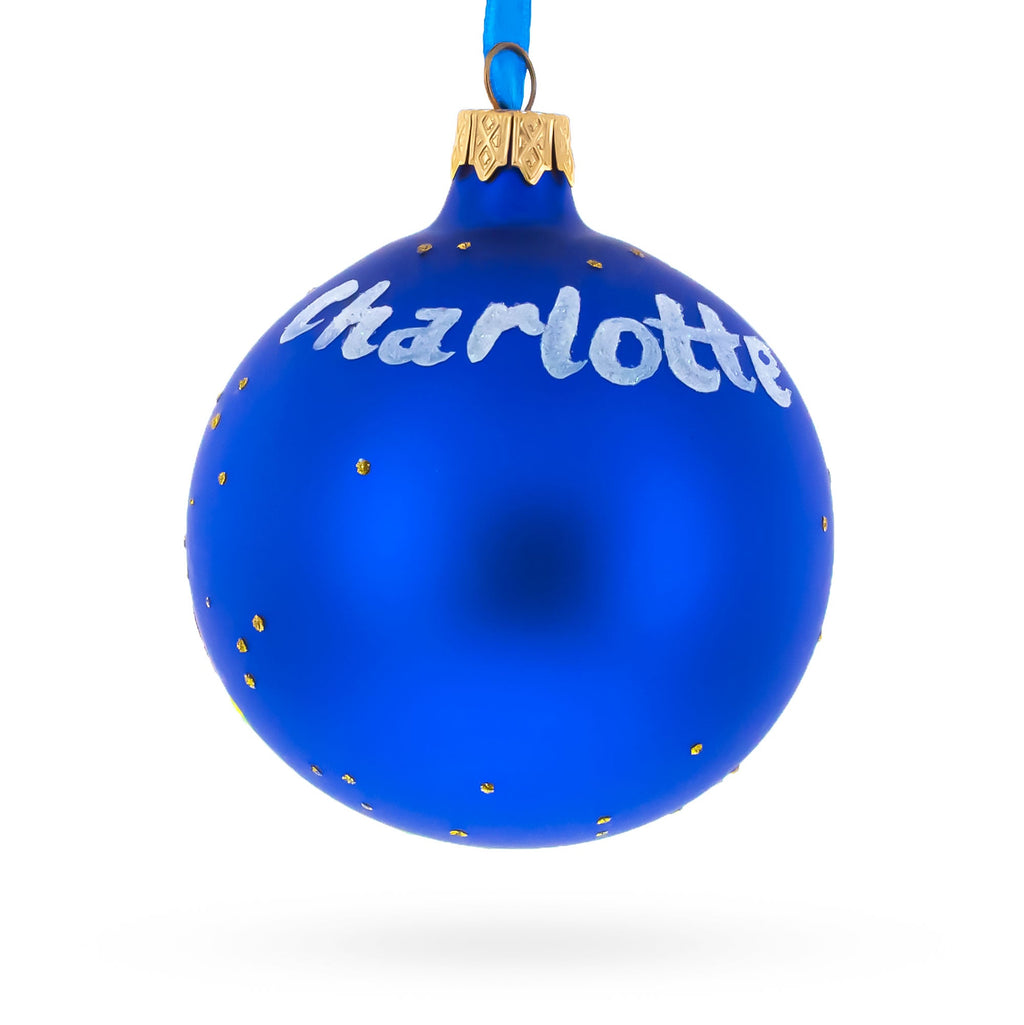 Charlotte, North Carolina Glass Christmas Ornament 3.25 Inches