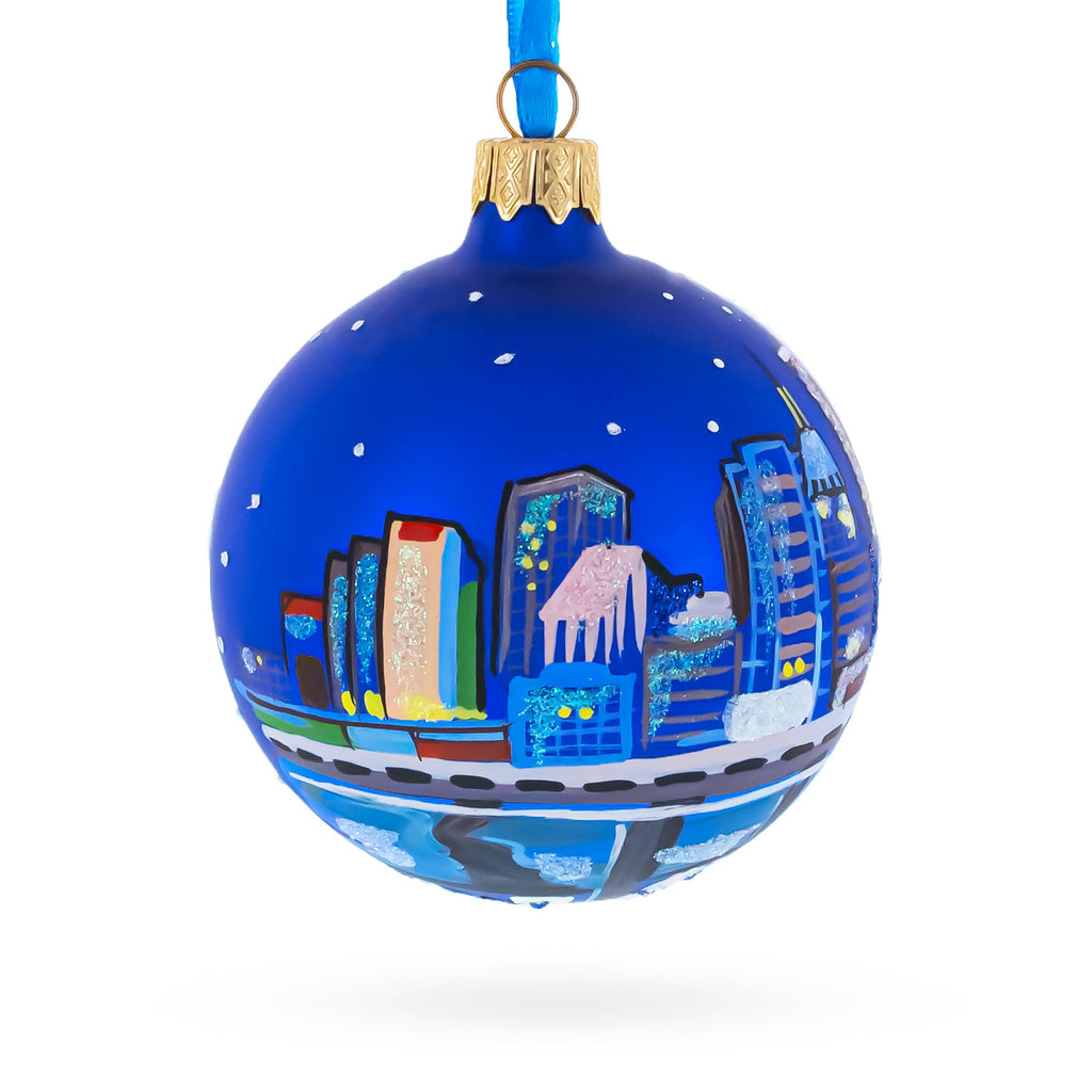 Oklahoma City, Oklahoma Glass Christmas Ornament 3.25 Inches