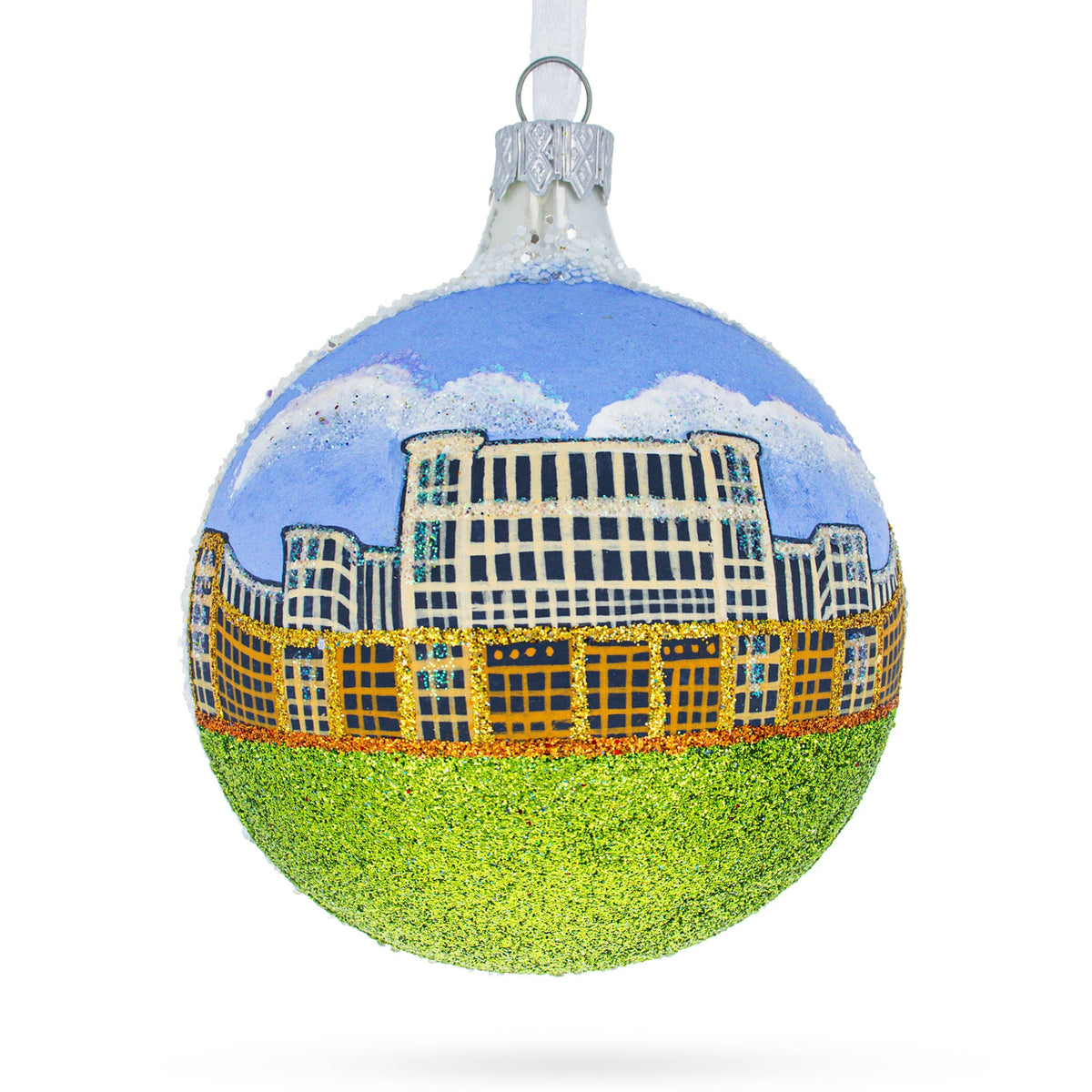 Palace of Parliament, Bucharest, Romania Glass Ball Ornament 3.25 Inches