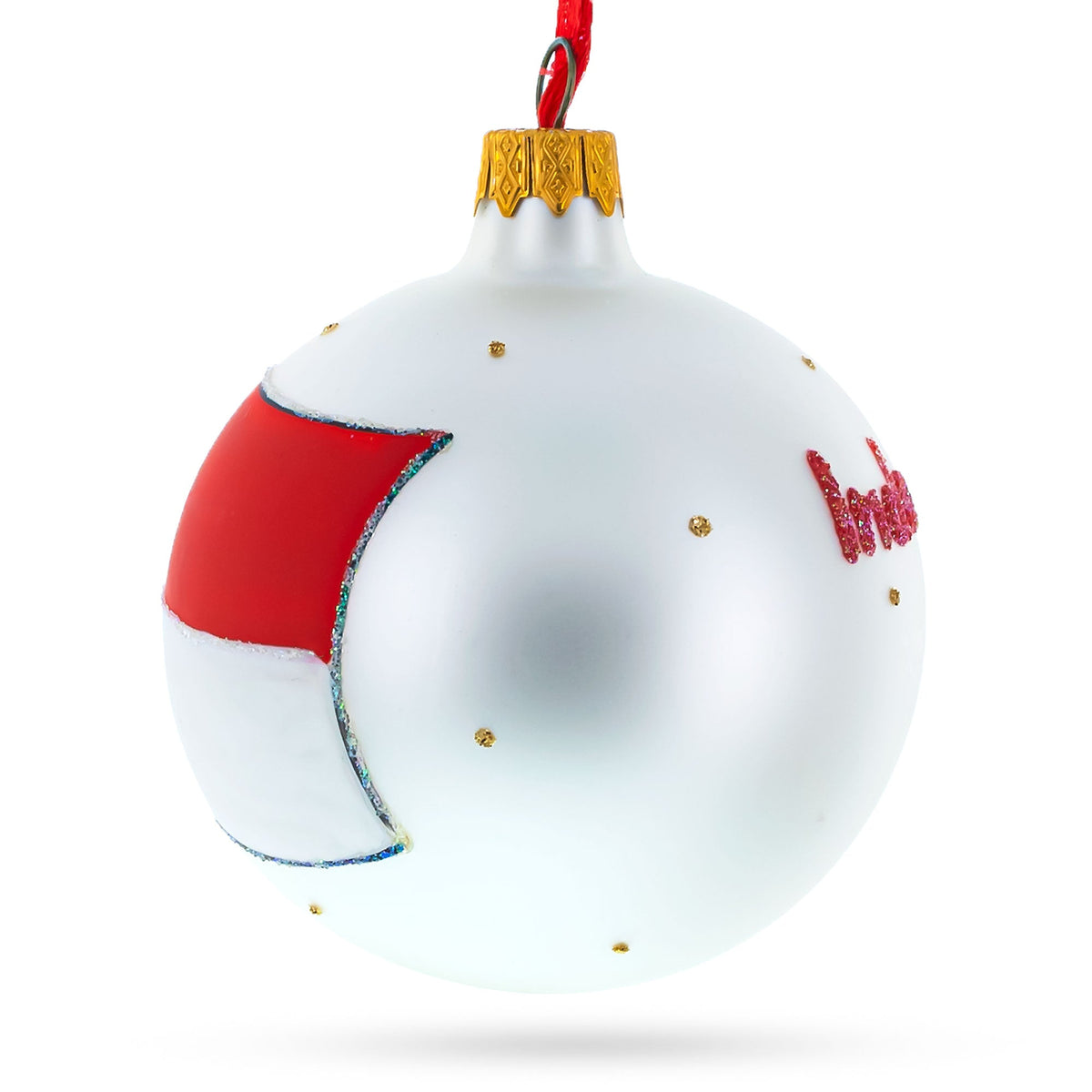 Flag of Indonesia Glass Ball Christmas Ornament 3.25 Inches