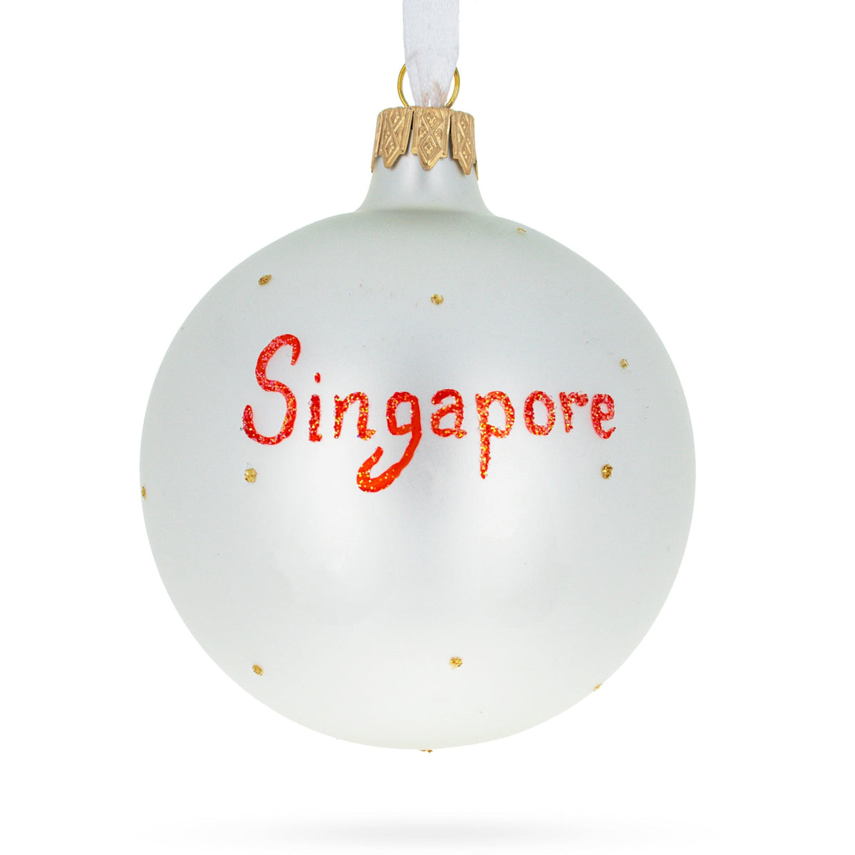 Flag of Singapore  Glass Ball Christmas Ornament 3.25 Inches