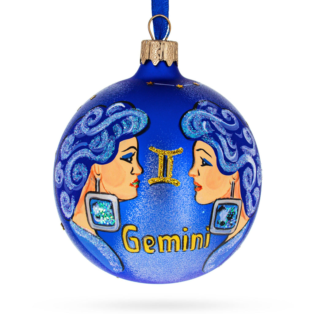 Gemini Zodiac Horoscope Sign Glass Ball Christmas Ornament 3.25 Inches