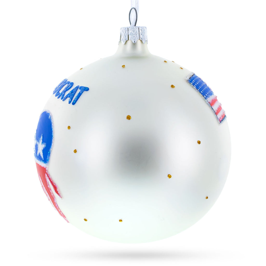 Democratic Donkey Glass Ball Christmas Ornament 4 Inches