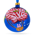 Romantic Hot Air Balloon Design Glass Ball Christmas Ornament 4 Inches