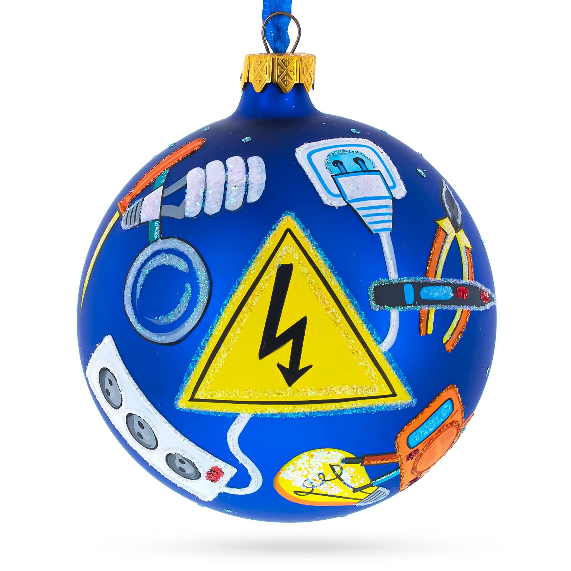 Electrician Toolbox Glass Ball Christmas Ornaments 4 Inches