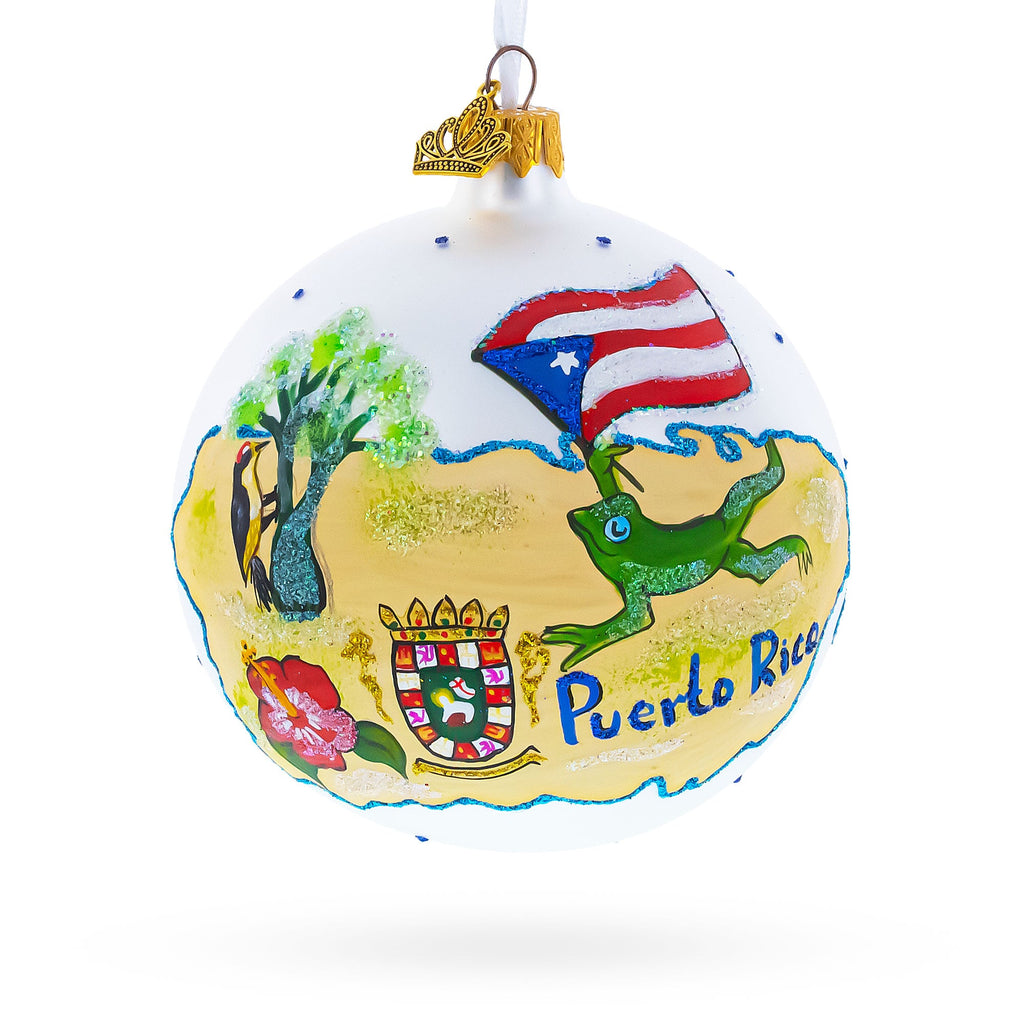 Travel to Puerto Rico Glass Ball Christmas Ornament 4 Inches