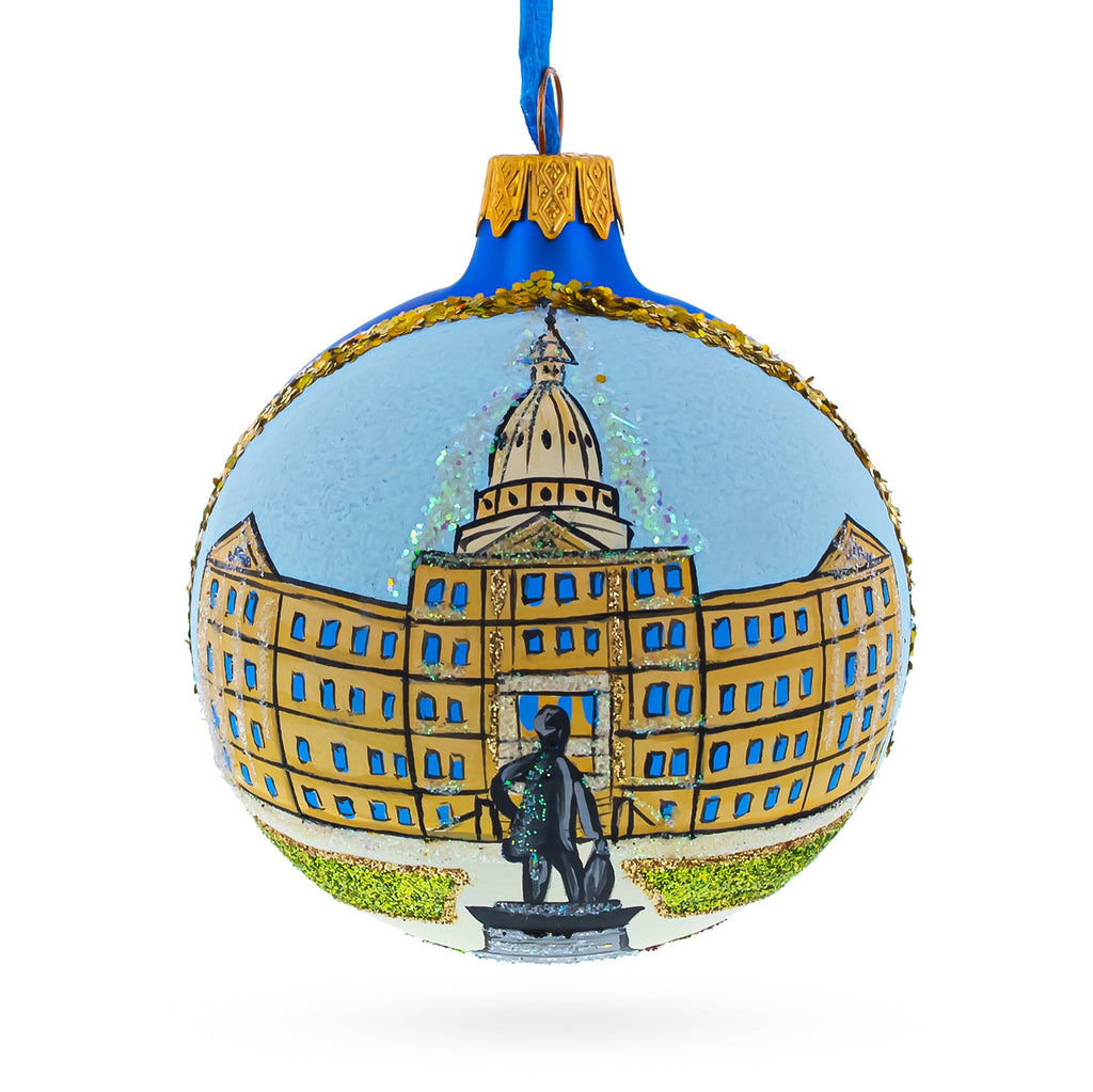 Lansing, Michigan Glass Ball Christmas Ornament 3.25 Inches