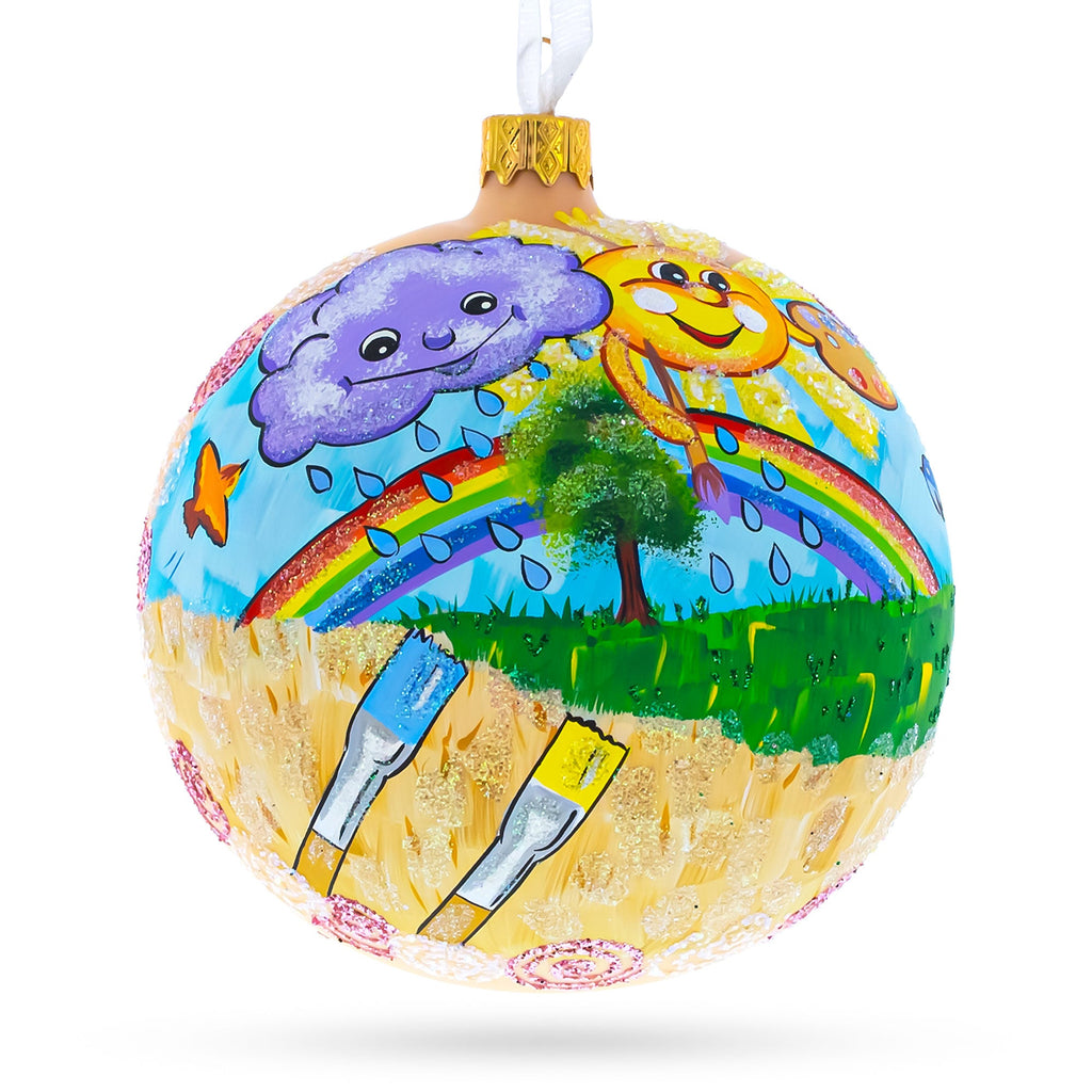 I Love Art Glass Ball Christmas Ornament 4 Inches