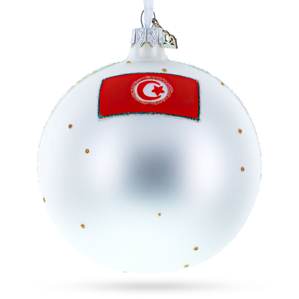 Beach at Hammamet, Tunisia Glass Ball Christmas Ornament 4 Inches