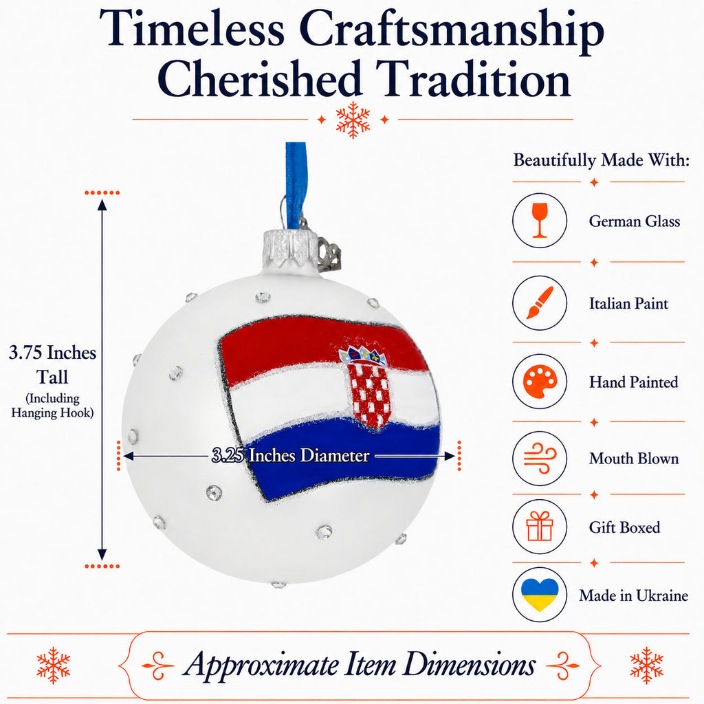 Flag of Croatia Glass Ball Christmas Ornament