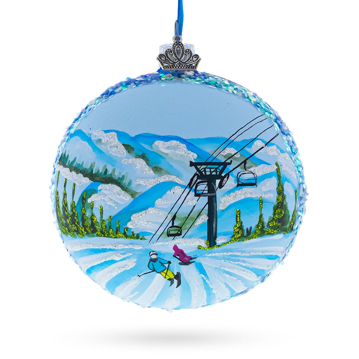 Deer Valley Ski Resort, Park City, Utah Glass Ball Christmas Ornament
